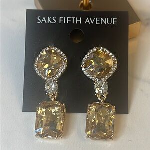 Saks Fifth Avenue Gold Crystal Drop Earrings